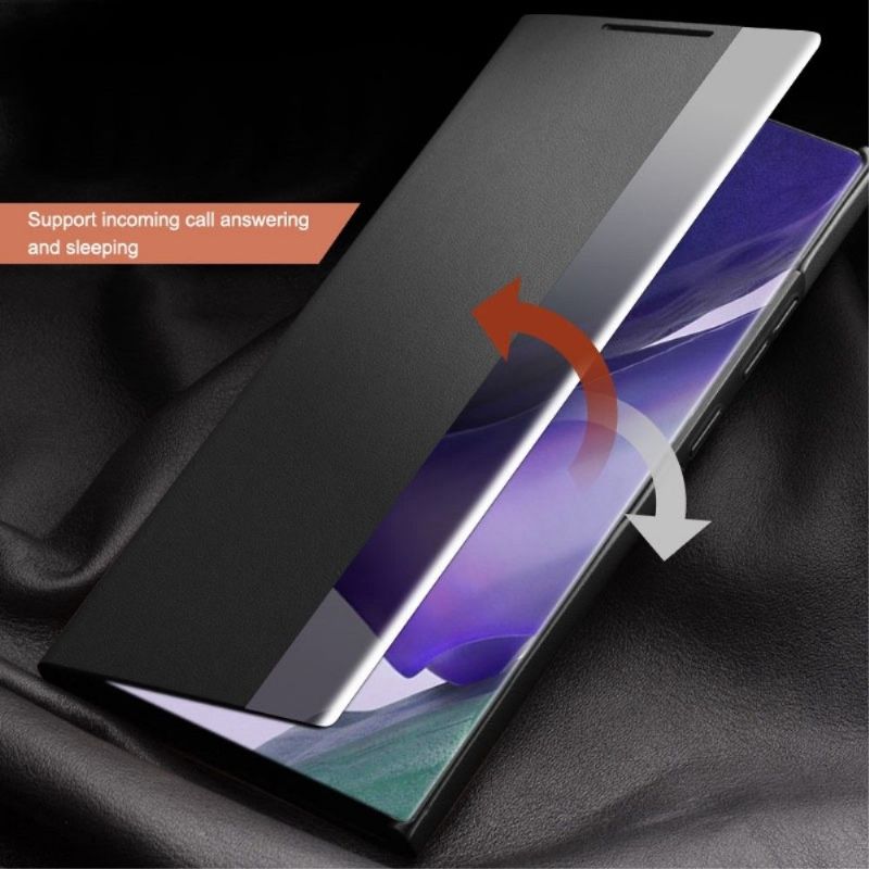 Flipové Pouzdro Na Samsung Galaxy Note 20 Ultra Kožené Pouzdro Kožené Okno