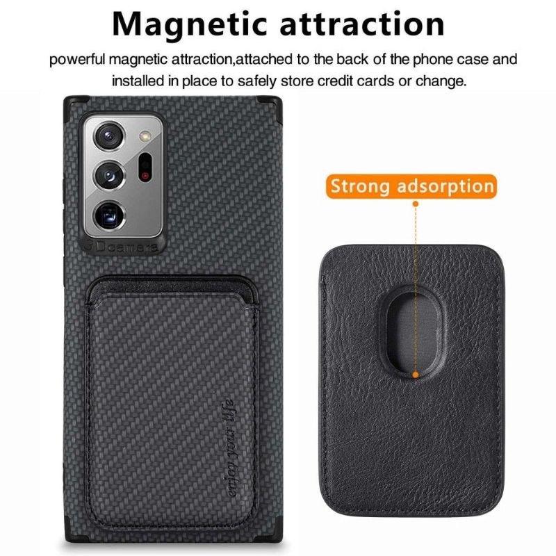 Kryt Na Samsung Galaxy Note 20 Ultra Držák Magnetické Karty Z Uhlíkových Vláken