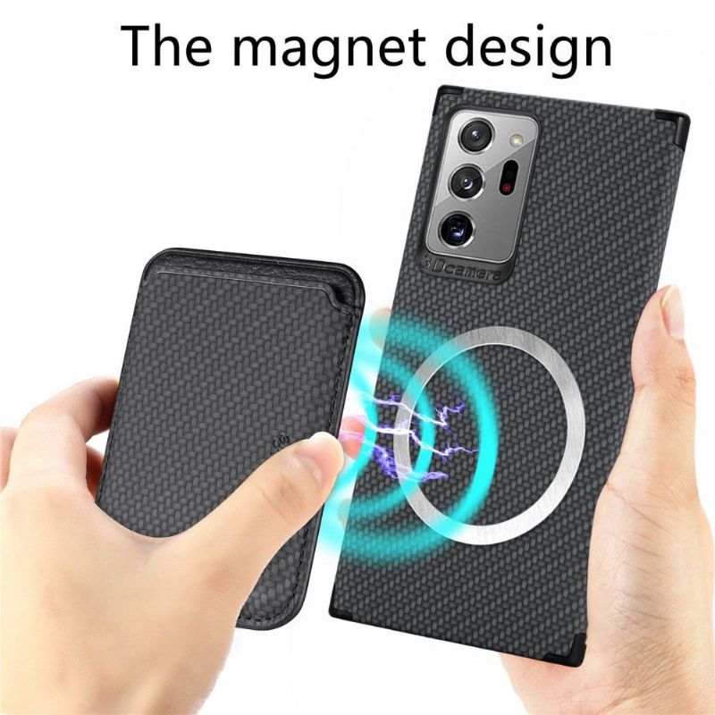 Kryt Na Samsung Galaxy Note 20 Ultra Držák Magnetické Karty Z Uhlíkových Vláken