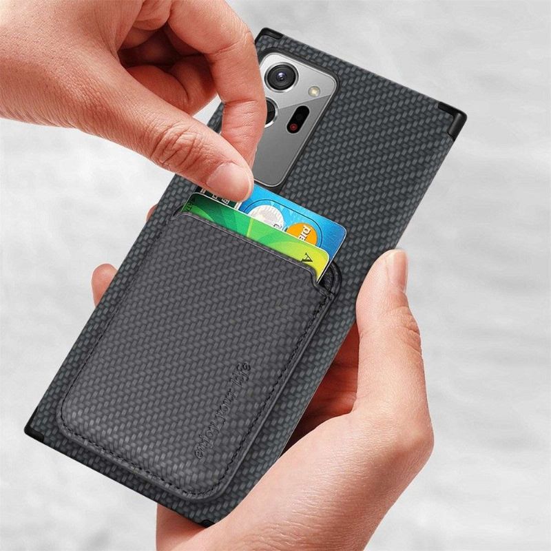 Kryt Na Samsung Galaxy Note 20 Ultra Držák Magnetické Karty Z Uhlíkových Vláken
