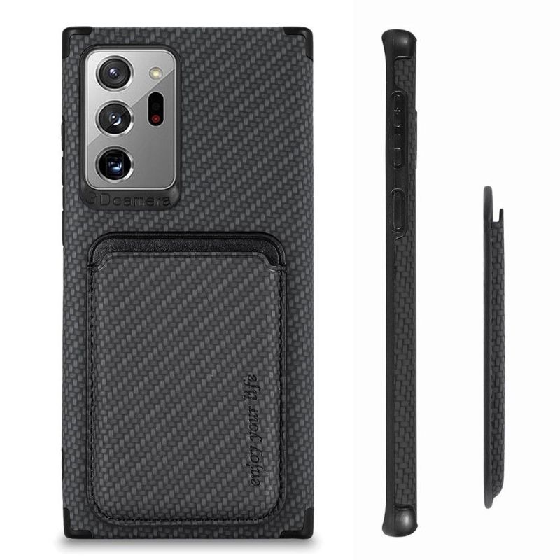 Kryt Na Samsung Galaxy Note 20 Ultra Držák Magnetické Karty Z Uhlíkových Vláken
