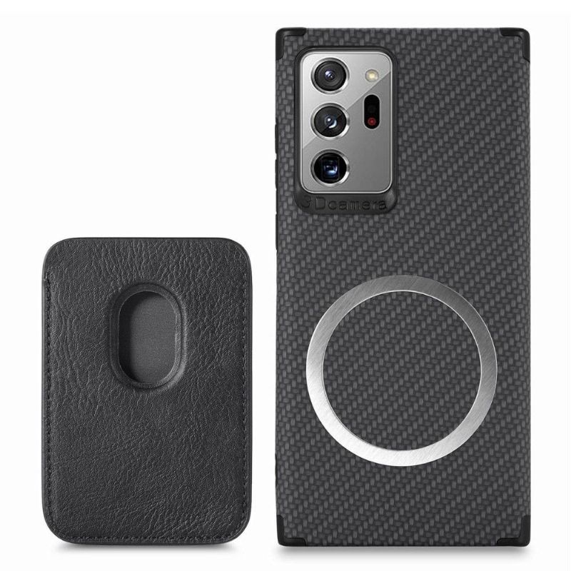Kryt Na Samsung Galaxy Note 20 Ultra Držák Magnetické Karty Z Uhlíkových Vláken