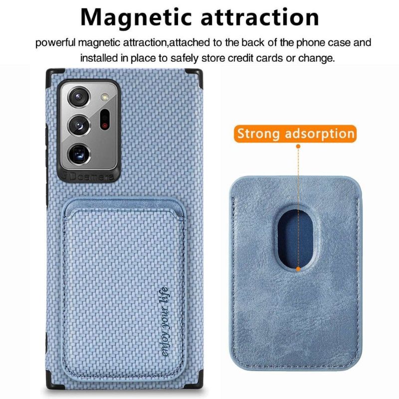 Kryt Na Samsung Galaxy Note 20 Ultra Držák Magnetické Karty Z Uhlíkových Vláken