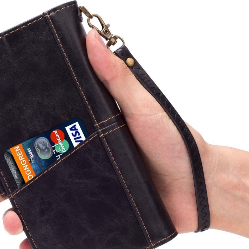 Kožené Pouzdro Na Huawei P40 Vícenásobné Přihrádky V Retro Stylu