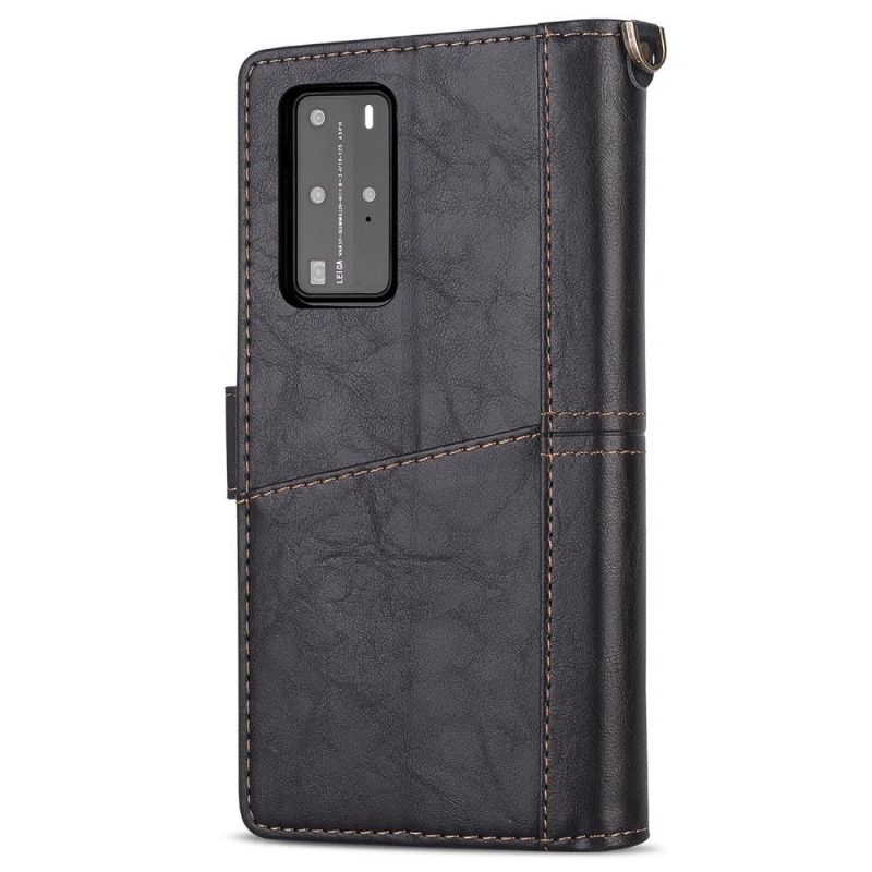 Kožené Pouzdro Na Huawei P40 Vícenásobné Přihrádky V Retro Stylu