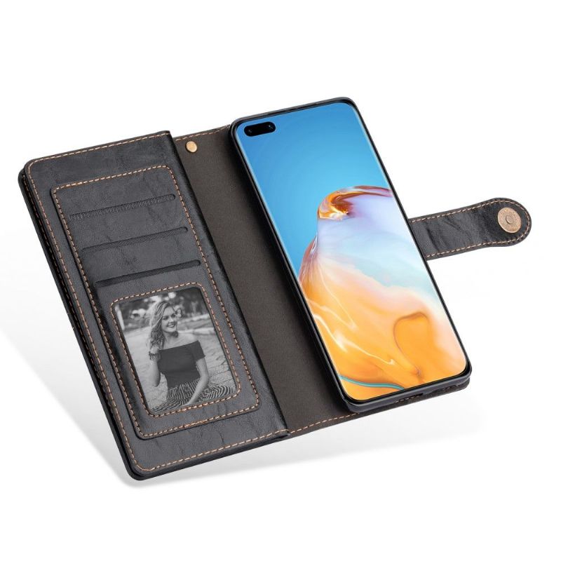 Kožené Pouzdro Na Huawei P40 Vícenásobné Přihrádky V Retro Stylu