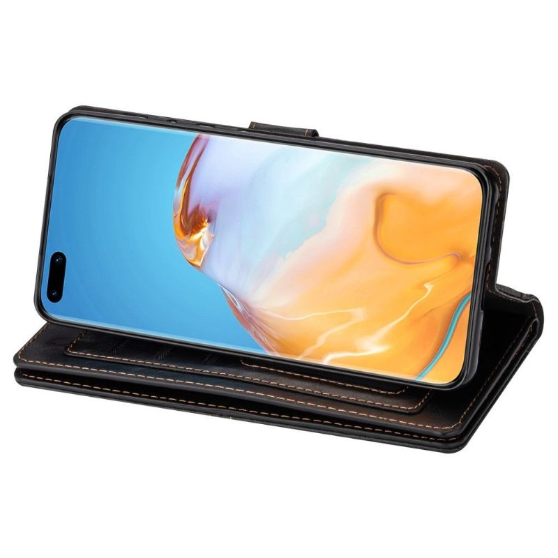 Kožené Pouzdro Na Huawei P40 Vícenásobné Přihrádky V Retro Stylu