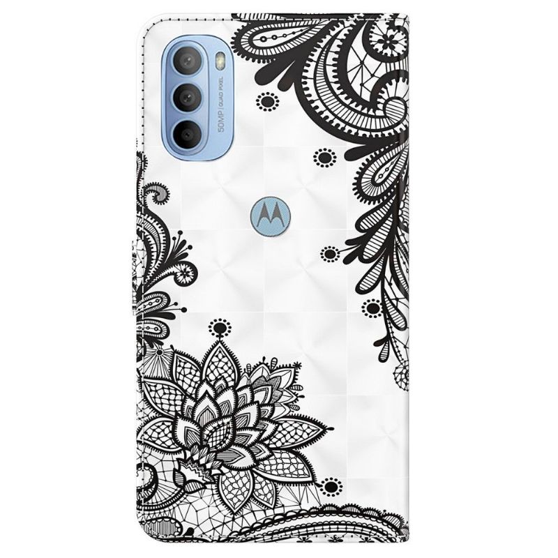 Flipové Pouzdro Na Motorola Moto G31 / Moto G41 Krajkové Květiny