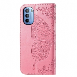 Flipové Pouzdro Na Motorola Moto G31 / Moto G41 Reliéfní Motýl