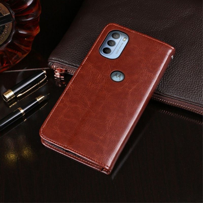 Kožené Pouzdro Na Motorola Moto G31 / Moto G41 Flipové Pouzdro Kožený Efekt Idewei Folio
