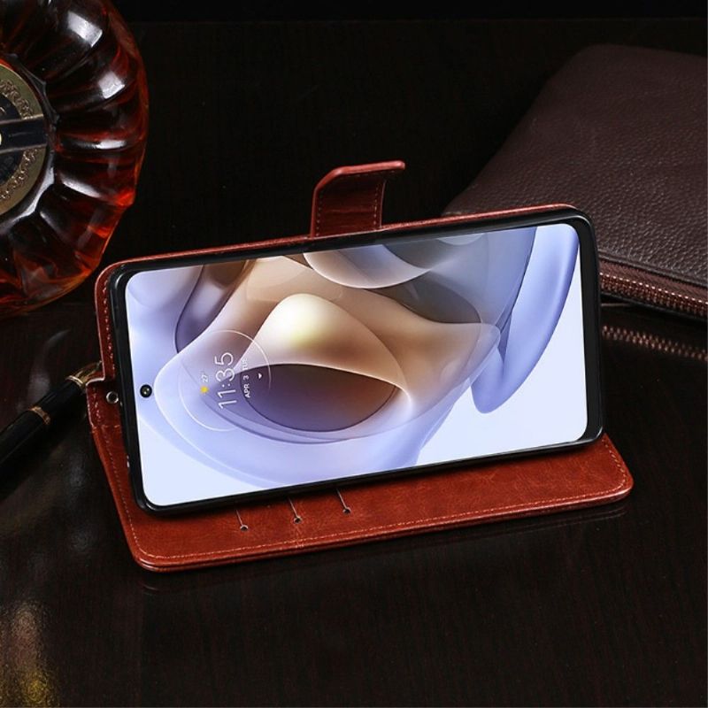 Kožené Pouzdro Na Motorola Moto G31 / Moto G41 Flipové Pouzdro Kožený Efekt Idewei Folio