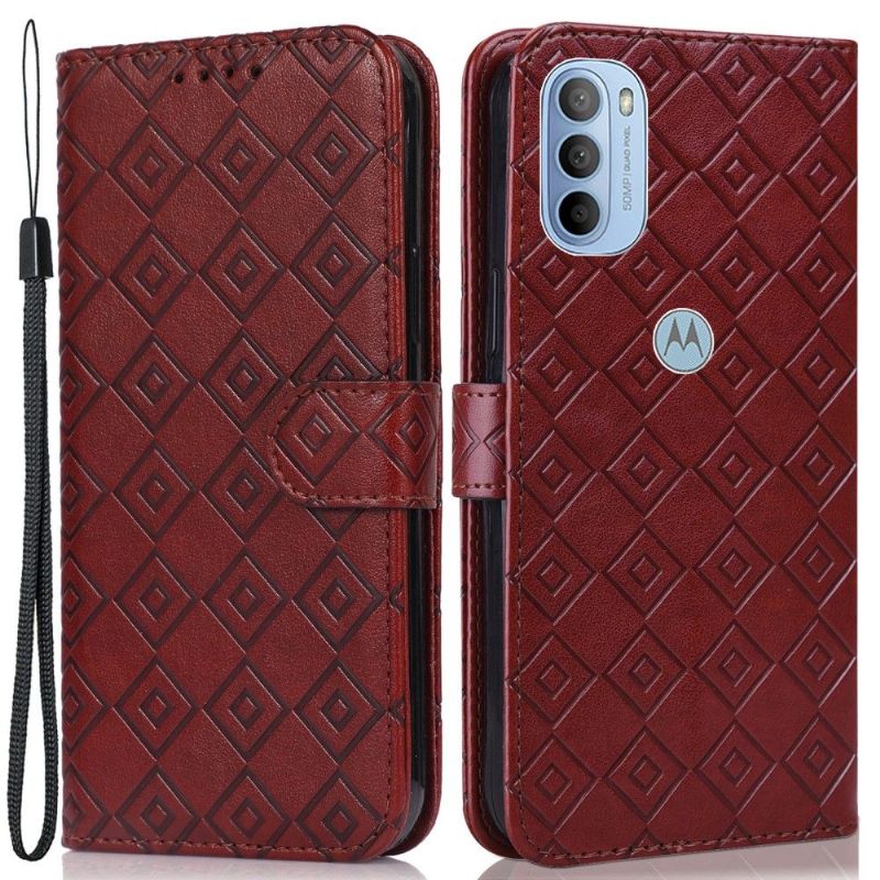 Kožené Pouzdro Na Motorola Moto G31 / Moto G41 Flipové Pouzdro Mřížka Klapek