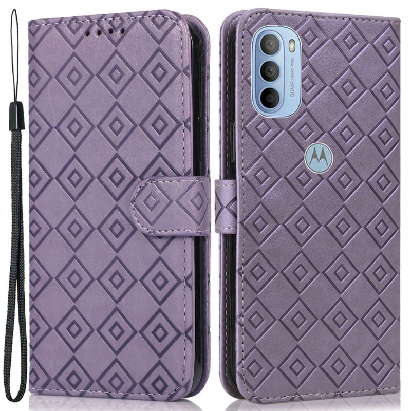 Kožené Pouzdro Na Motorola Moto G31 / Moto G41 Flipové Pouzdro Mřížka Klapek