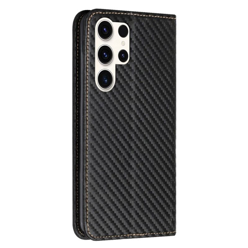 Kožené Pouzdro Folio Samsung Galaxy S24 Ultra 5g Uhlíkové Vlákno A Šňůrka