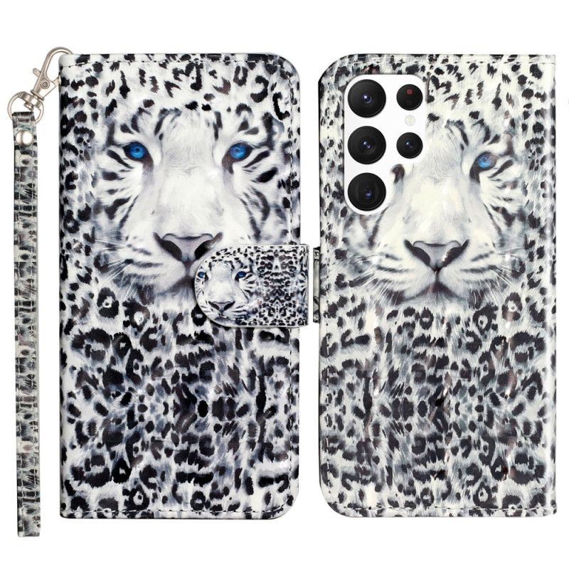 Kožený Kryt Na Samsung Galaxy S24 Ultra 5g Leopard S Popruhem