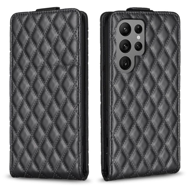Kožený Kryt Na Samsung Galaxy S24 Ultra 5g Prošívané S Vertikální Chlopní