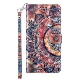Kožený Kryt Samsung Galaxy S24 Ultra 5g Barevná Mandala S Popruhem