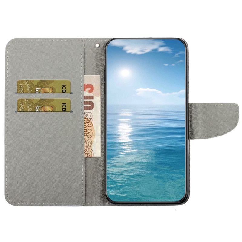 Kožený Kryt Samsung Galaxy S24 Ultra 5g Fialové Květy S Páskem