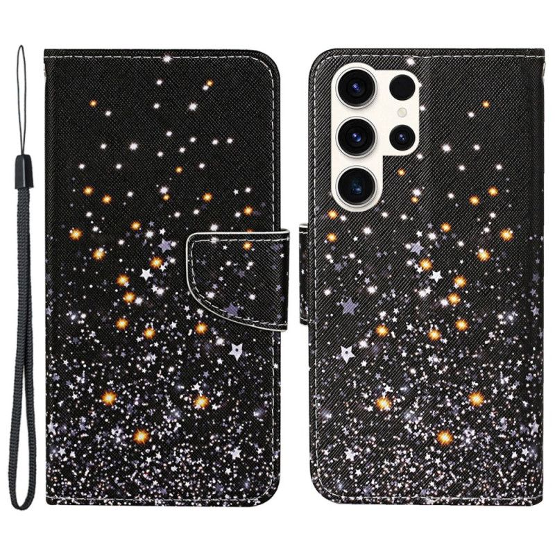 Kožený Kryt Samsung Galaxy S24 Ultra 5g Hvězdy S Řemínkem