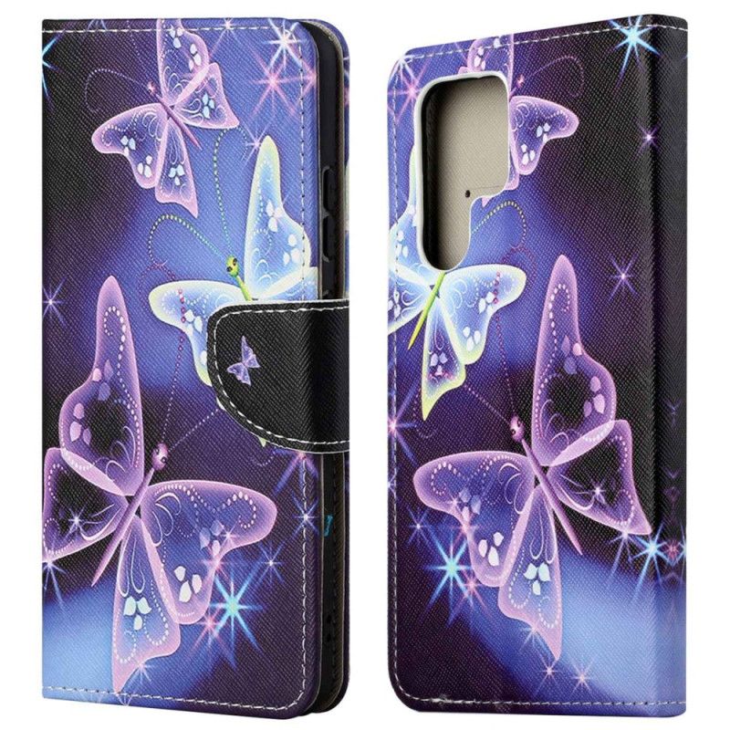 Kožený Kryt Samsung Galaxy S24 Ultra 5g Jiskřiví Motýli