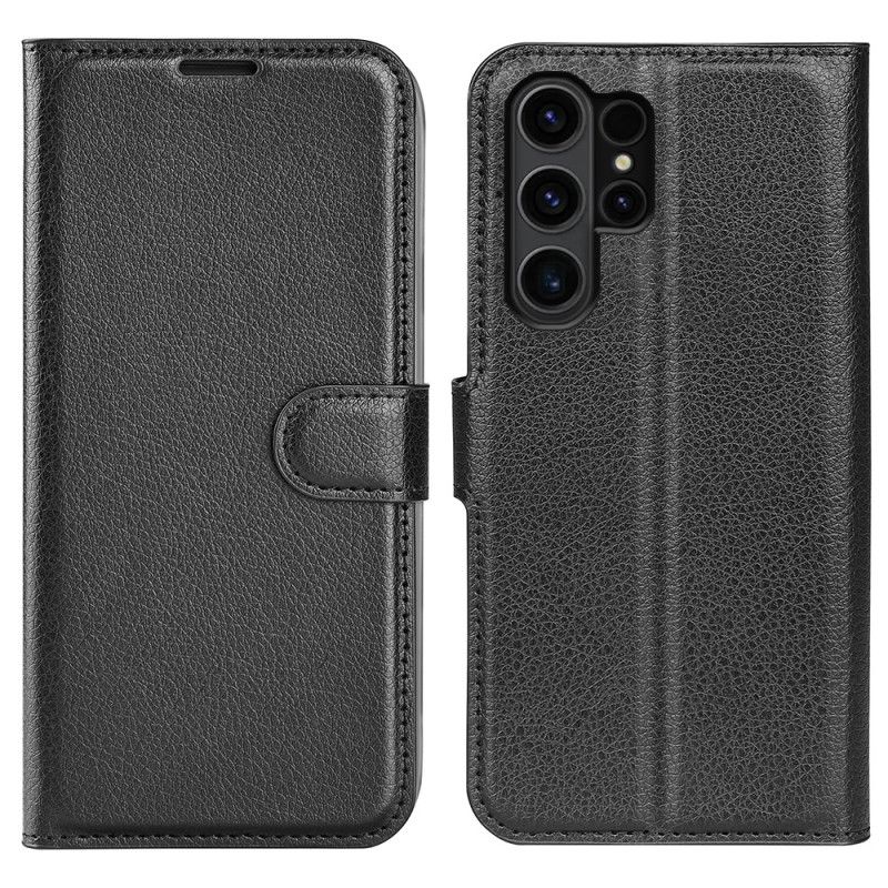 Kožený Kryt Samsung Galaxy S24 Ultra 5g Klasická Umělá Kůže Litchi