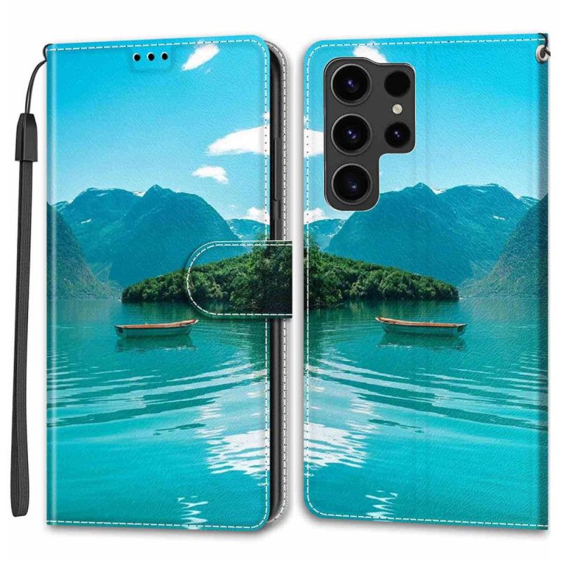 Kožený Kryt Samsung Galaxy S24 Ultra 5g Loď Na Laně
