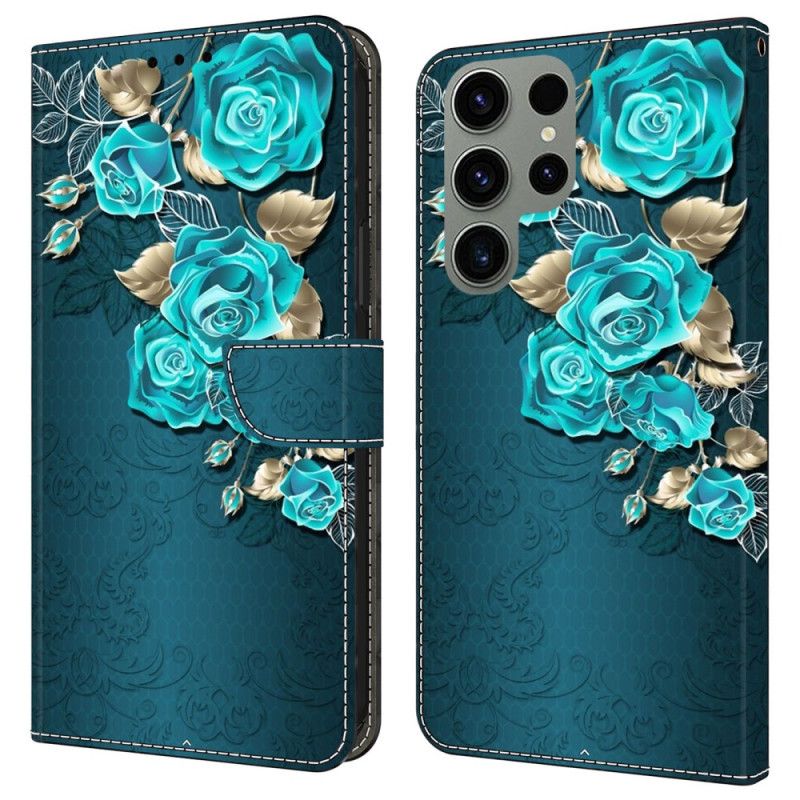 Kožený Kryt Samsung Galaxy S24 Ultra 5g Modré Růže