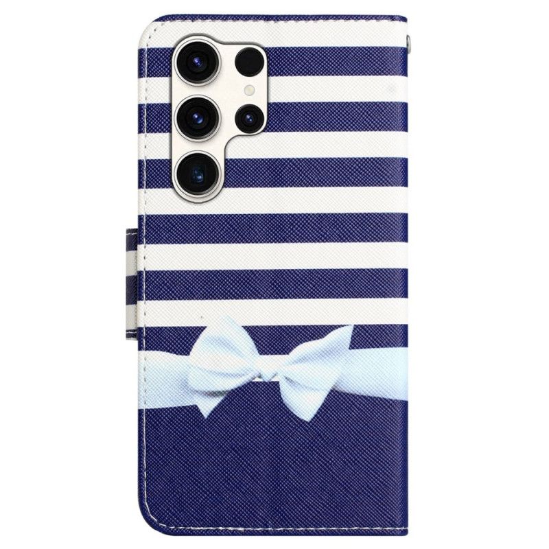 Kožený Kryt Samsung Galaxy S24 Ultra 5g Motýlek S Popruhem