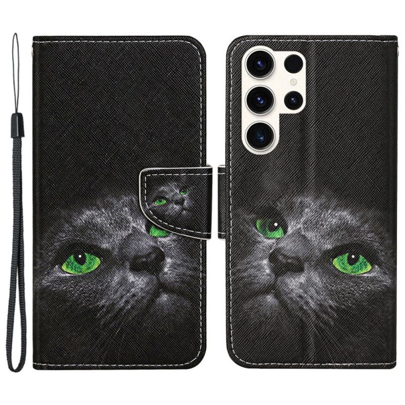Kožený Kryt Samsung Galaxy S24 Ultra 5g Strappy Cat Eyes