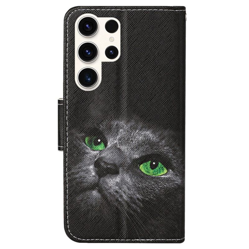 Kožený Kryt Samsung Galaxy S24 Ultra 5g Strappy Cat Eyes