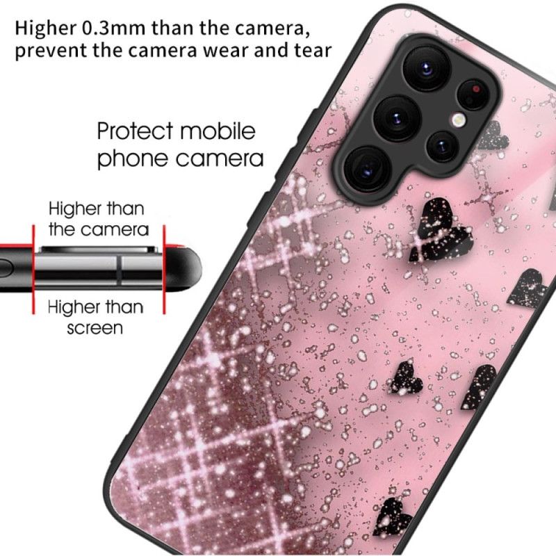 Kryt Samsung Galaxy S24 Ultra 5g Kryty Na Mobil Růžové Srdce Z Tvrzeného Skla