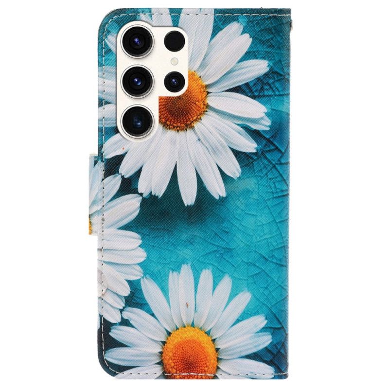 Peněženková Pouzdra Samsung Galaxy S24 Ultra 5g Chryzantémy Na Popruhu
