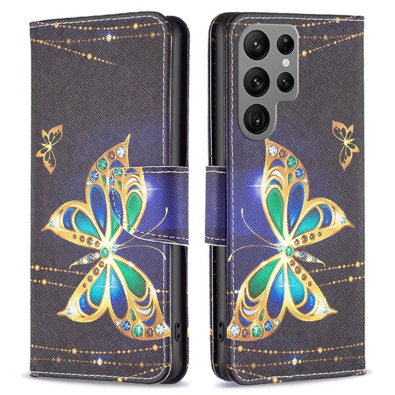 Peněženková Pouzdra Samsung Galaxy S24 Ultra 5g Kryty Na Mobil Motýlí Šperky