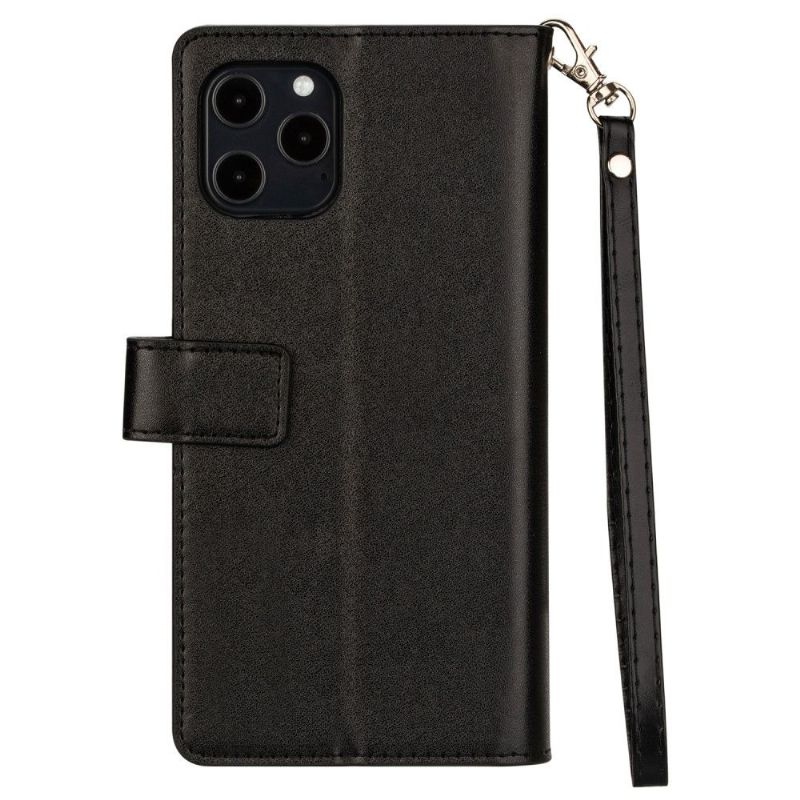 Kožené Pouzdro Na iPhone 12 Pro Max Na Lana Držák Karet Z Umělé Kůže