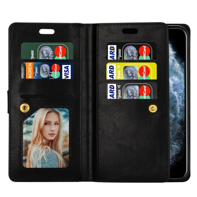 Kožené Pouzdro Na iPhone 12 Pro Max Na Lana Držák Karet Z Umělé Kůže