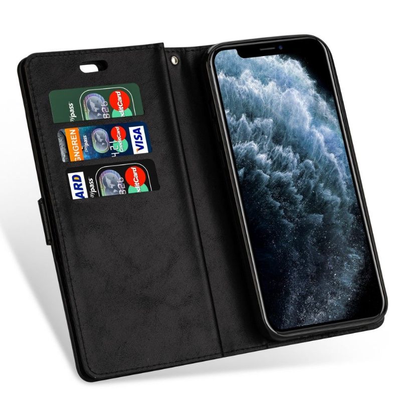 Kožené Pouzdro Na iPhone 12 Pro Max Na Lana Držák Karet Z Umělé Kůže