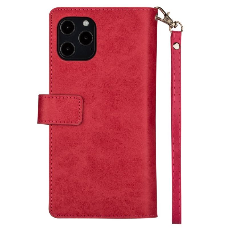 Kožené Pouzdro Na iPhone 12 Pro Max Na Lana Držák Karet Z Umělé Kůže