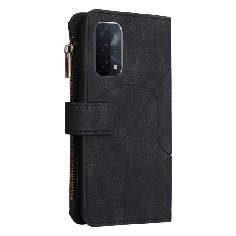 Flipové Pouzdro Na Oppo A54 5G / A74 5G Dvoubarevná S Peněženkou Na Mince