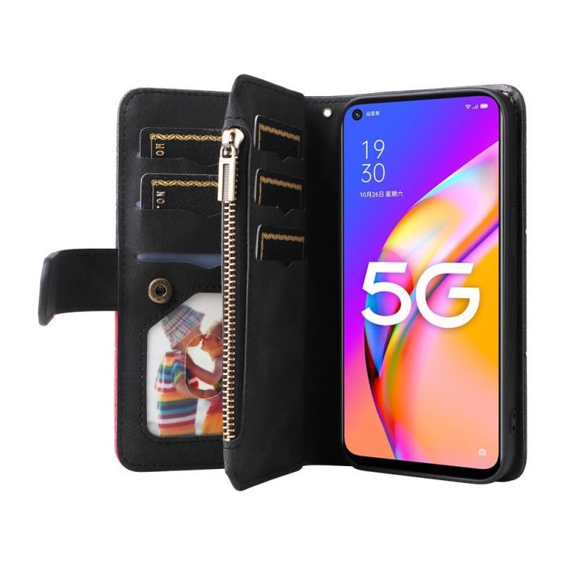 Flipové Pouzdro Na Oppo A54 5G / A74 5G Dvoubarevná S Peněženkou Na Mince