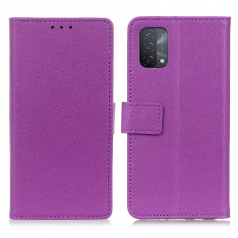 Flipové Pouzdro Na Oppo A54 5G / A74 5G Jednoduchý Lesklý Kožený Efekt