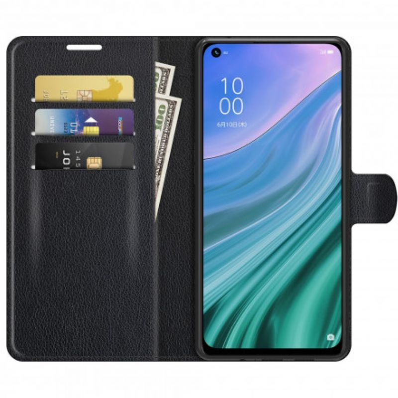 Flipové Pouzdro Na Oppo A54 5G / A74 5G Klasická Umělá Kůže Z Liči