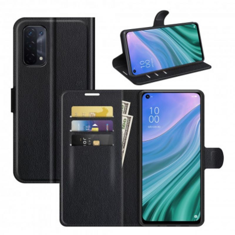 Flipové Pouzdro Na Oppo A54 5G / A74 5G Klasická Umělá Kůže Z Liči
