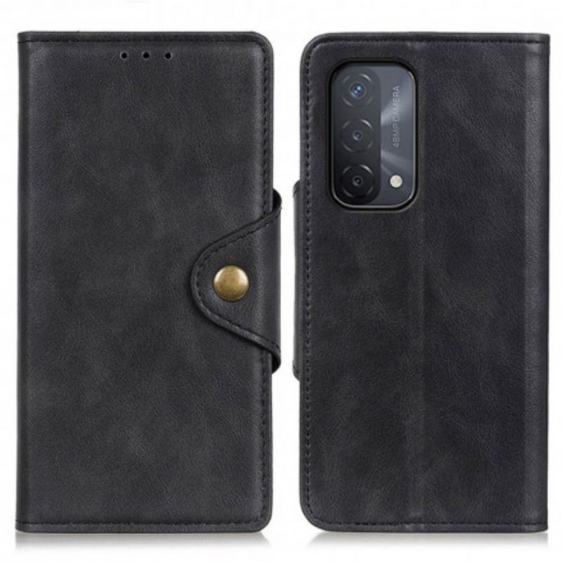 Flipové Pouzdro Na Oppo A54 5G / A74 5G Knoflíček Z Umělé Kůže