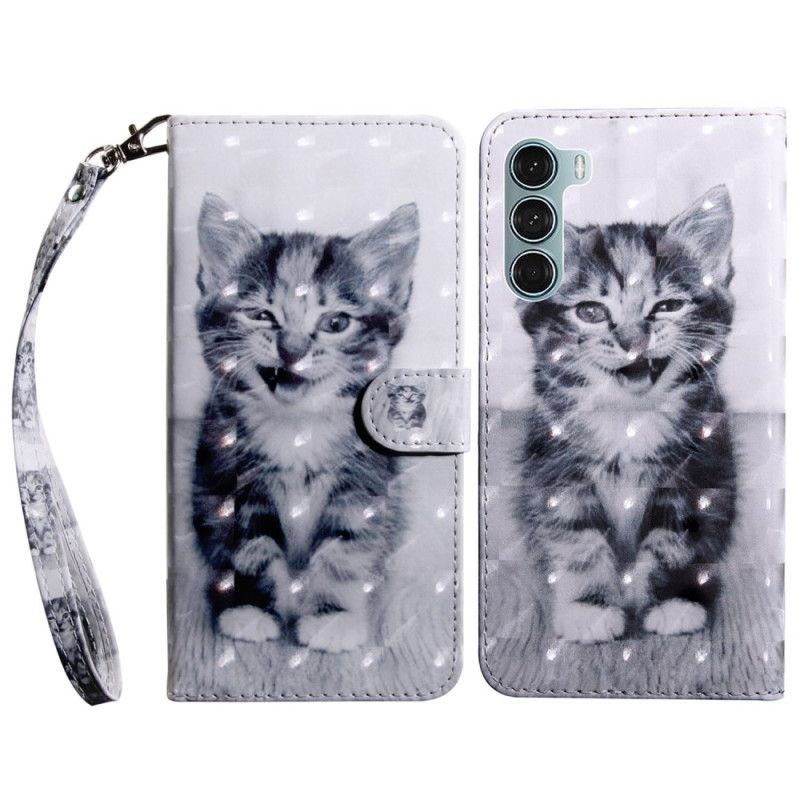 Flipové Pouzdro Na Oppo A54 5G / A74 5G Kotě S Lanyardem