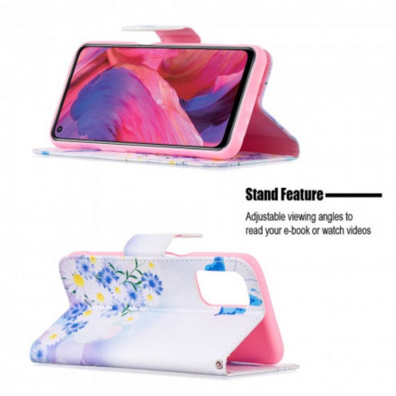 Flipové Pouzdro Na Oppo A54 5G / A74 5G Malované Motýly A Květiny