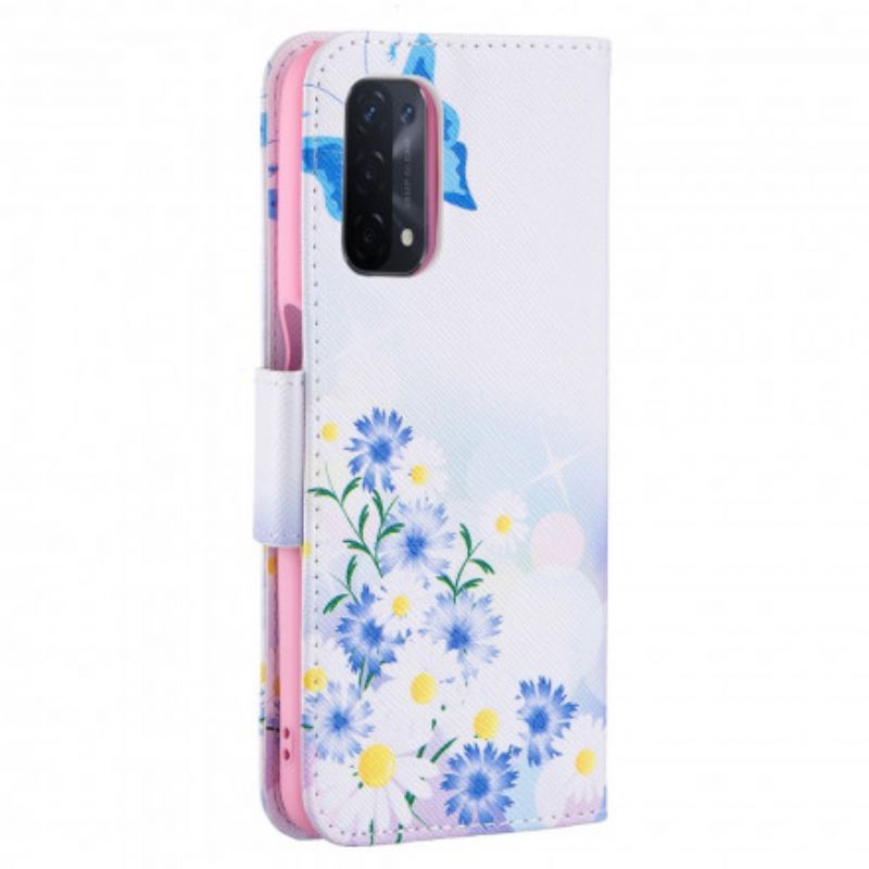 Flipové Pouzdro Na Oppo A54 5G / A74 5G Malované Motýly A Květiny