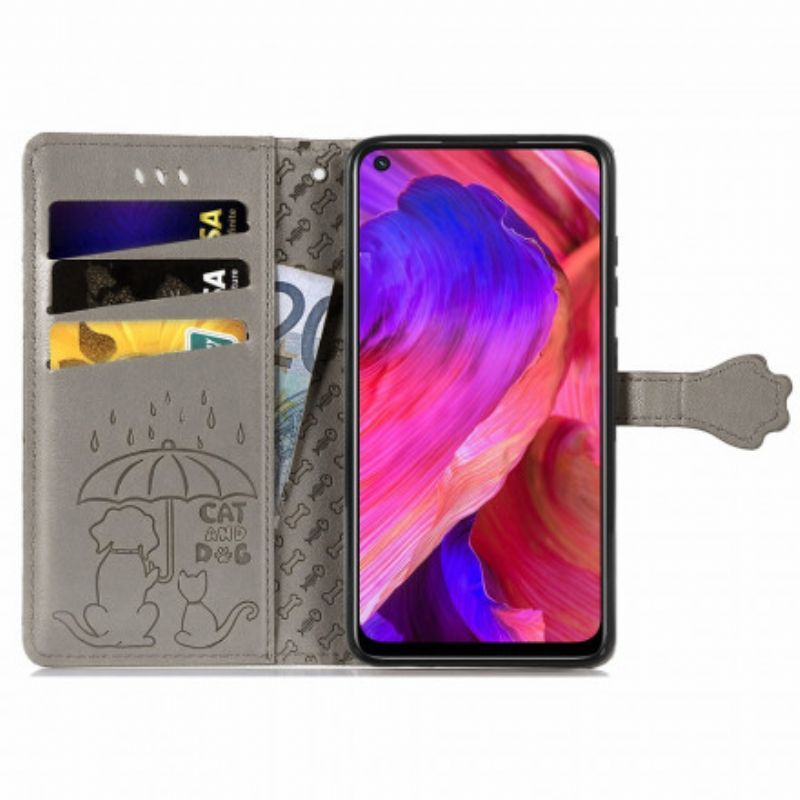 Kožené Pouzdro Na Oppo A54 5G / A74 5G Animovaná Zvířata