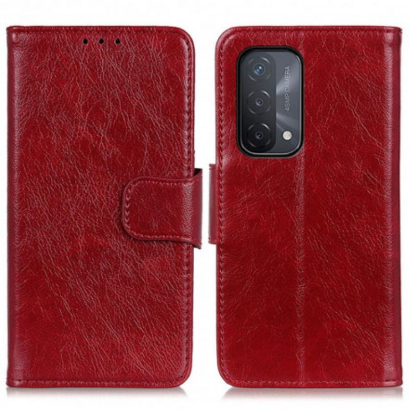 Kožené Pouzdro Na Oppo A54 5G / A74 5G Dělená Kůže Nappa