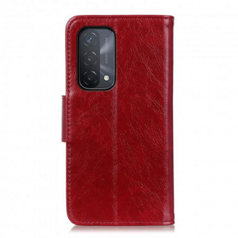 Kožené Pouzdro Na Oppo A54 5G / A74 5G Dělená Kůže Nappa