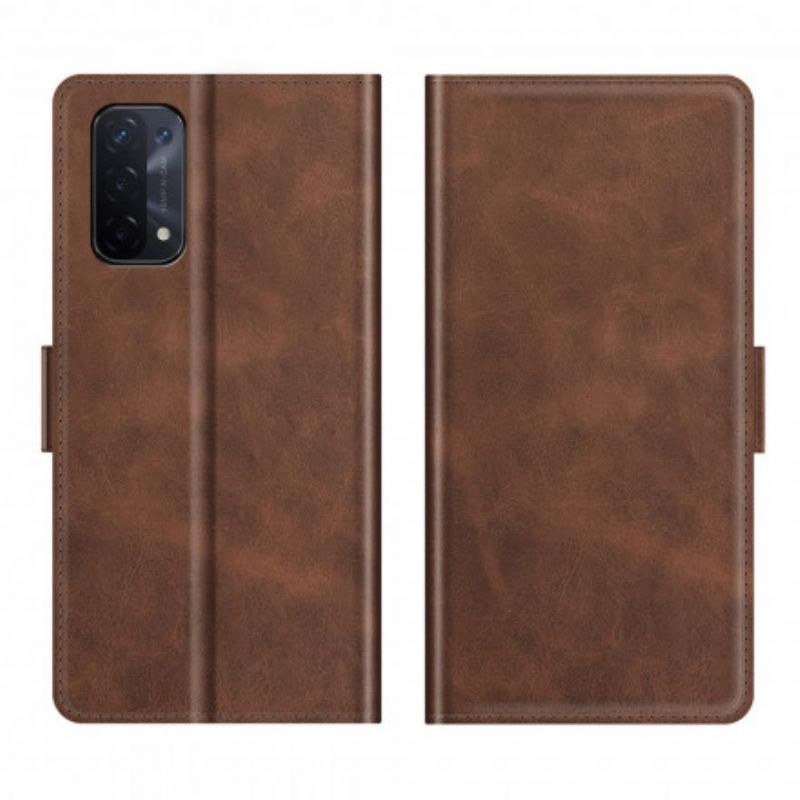 Kožené Pouzdro Na Oppo A54 5G / A74 5G Flipové Pouzdro Dvojitá Klapka